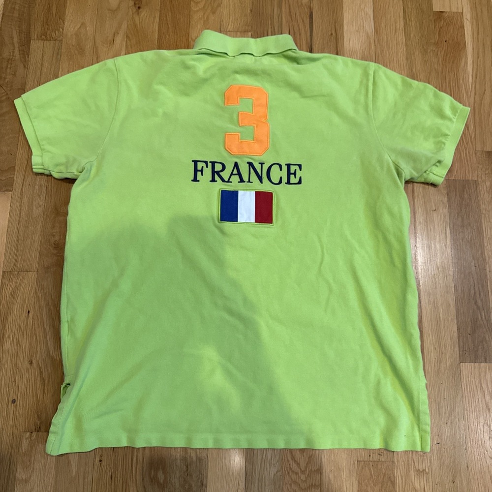 Vtg Polo Ralph Lauren Polo Shirt Size XL Green France Custom Fit Big Pony Logo - Picture 3 of 4